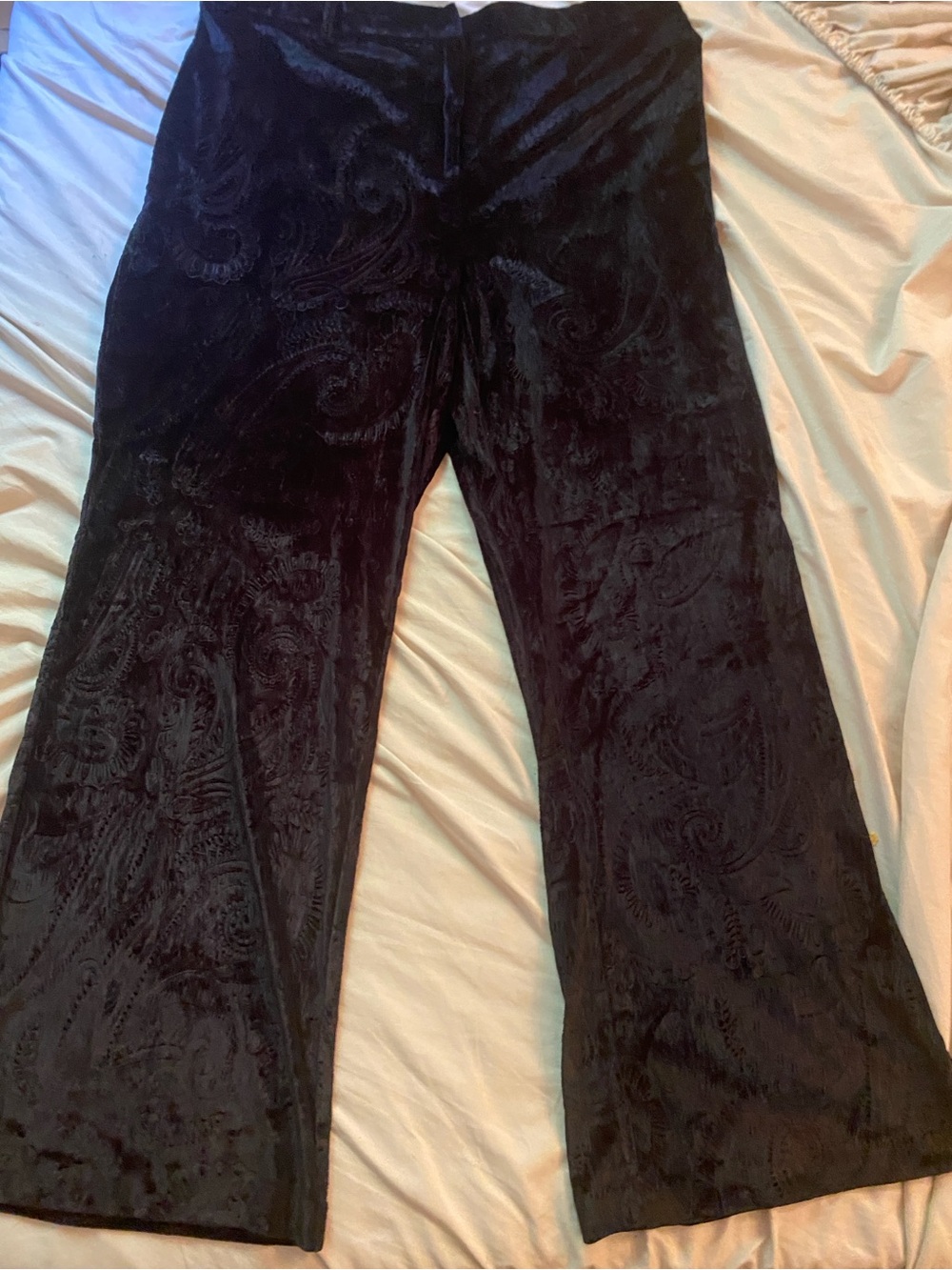 Dex Plus Size 2X Black Velvet Paisley Wide Leg Pants NWOT - Picture 2 of 10